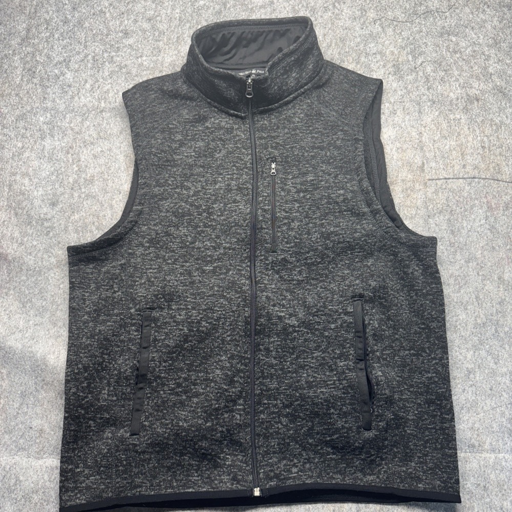 Beverly Hills Polo Club Mens Vest XL Dark Gray Full Zip Fleece Jacket BHPC